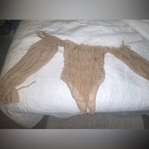 Beige bodysuit fashion nova